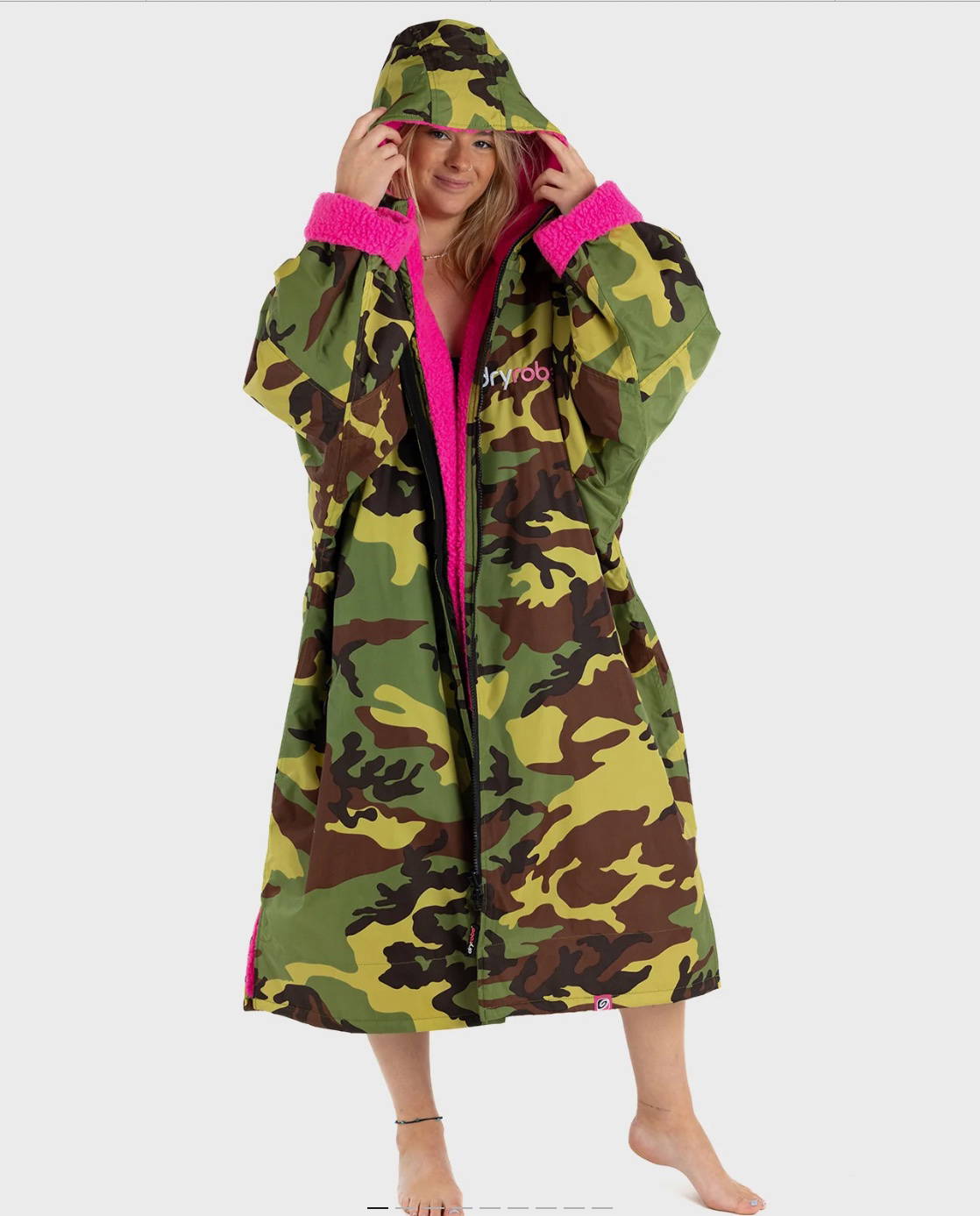 Dryrobe Advance Long Sleeve Green Camo Pink image 1