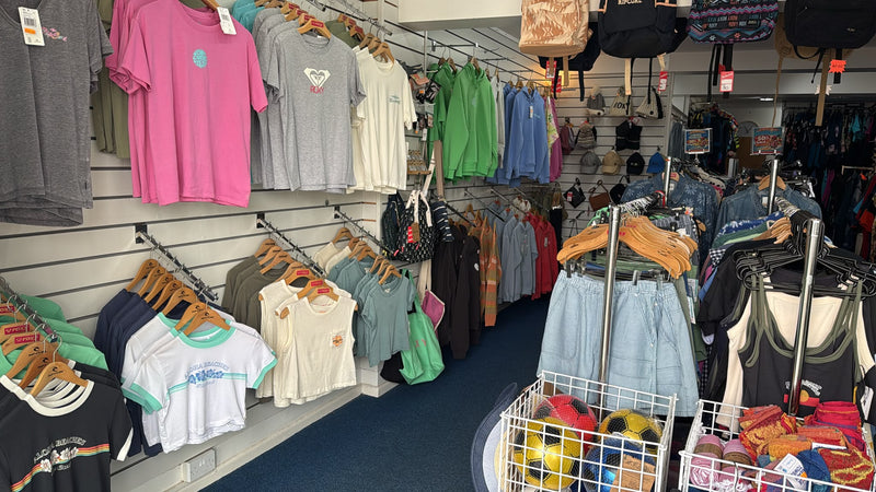 Roxy, Hot Dog Surfshop, Rip Curl Tshirts and Hoodys