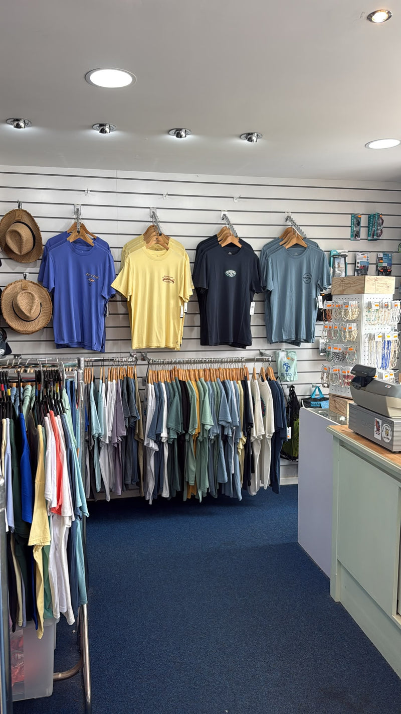 Various Surf Style T-shirts in Hot Dog Surf Shop