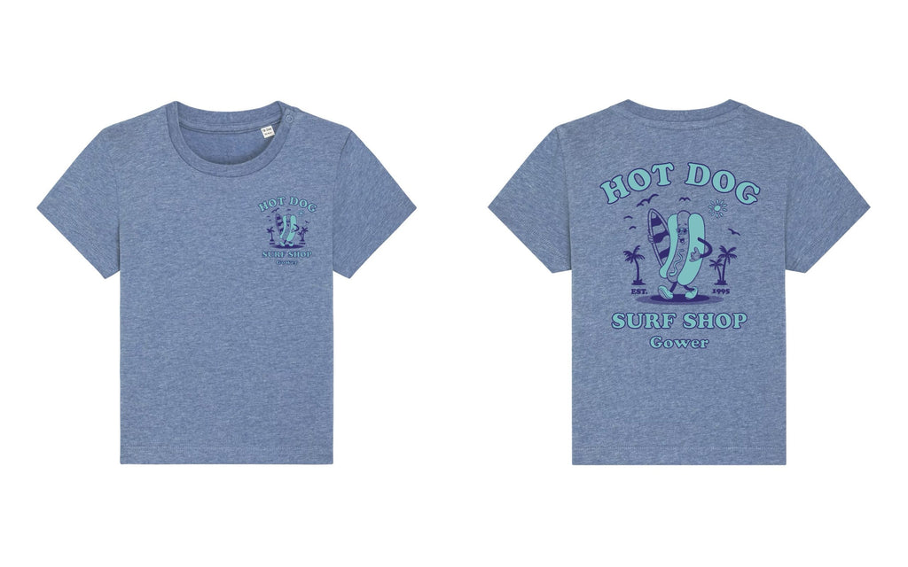 Hot Dog Baby Tees - 24-36mths, Marl Blue image