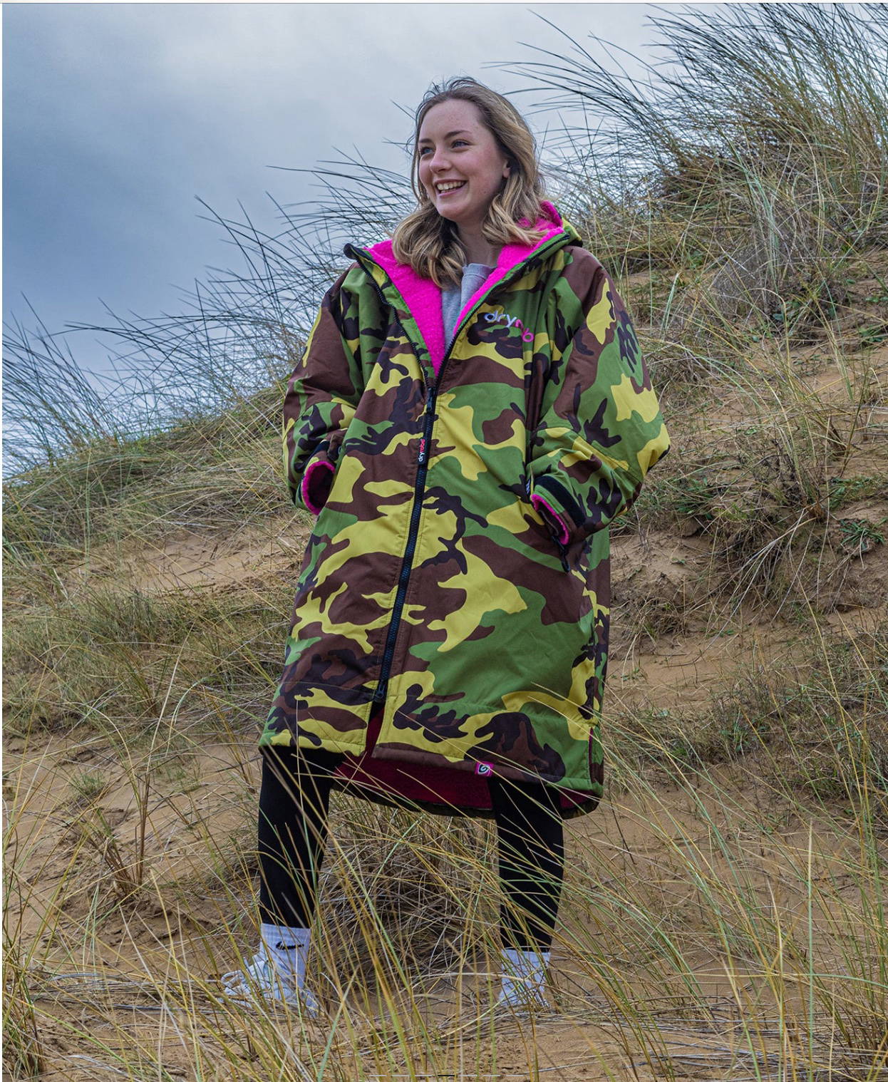 Dryrobe Advance Long Sleeve Green Camo Pink - Green Camo Pink, Medium image