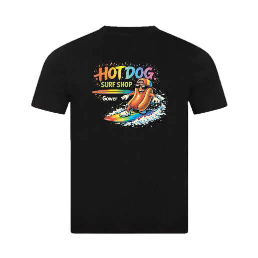 Hotdog Retro Tee Unisex - Large, Black image